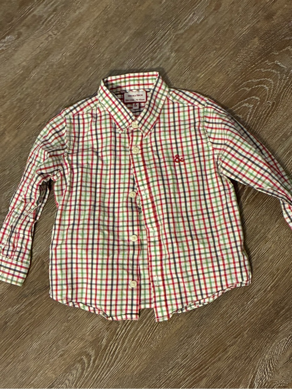 Neck & Neck Boys Plaid Button Down Shirt 18-24M Multicolor Long Sleeve